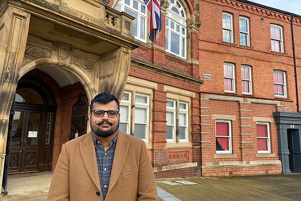 Mohammed Waqas pictured outside Thornaby Town Hall. 
